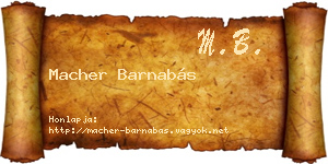 Macher Barnabás névjegykártya
